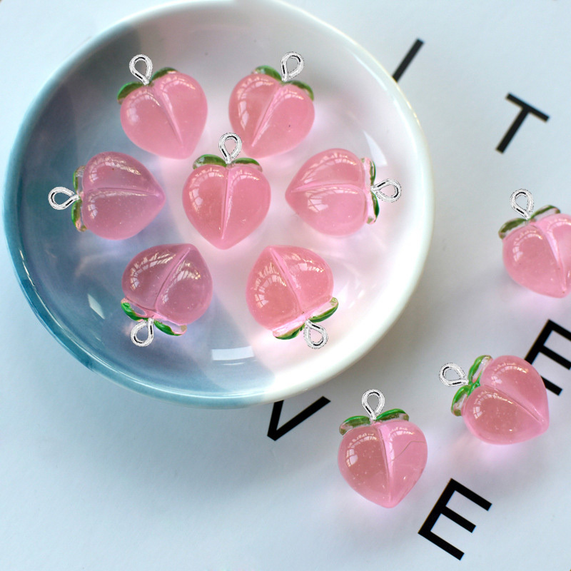 Resin Art Earrings - 10Pcs New Transparent Peach Flat Resin