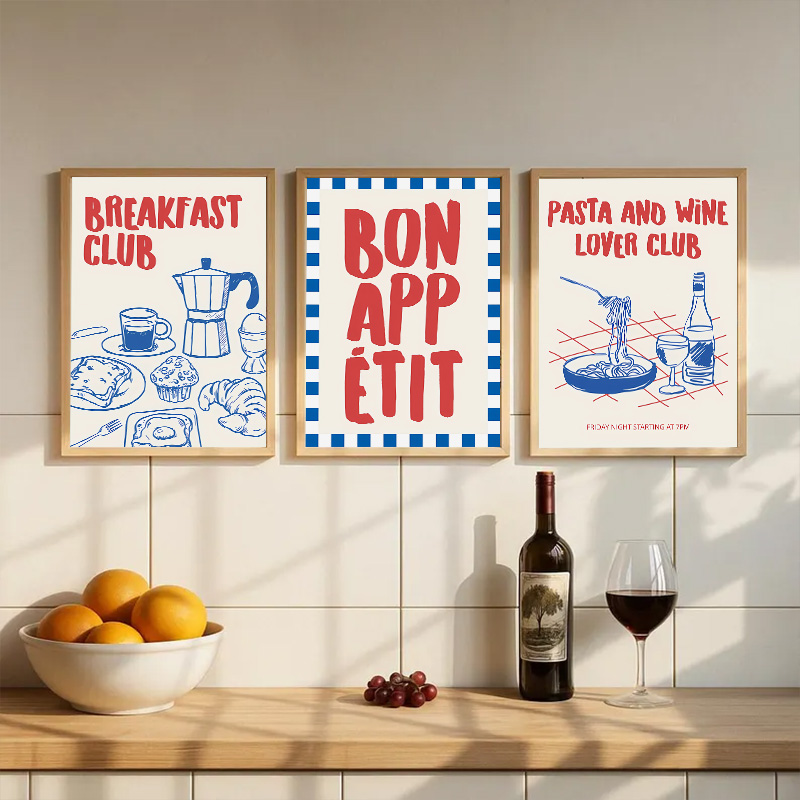 Resin Art Kitchen - Blue Red Wine Pasta Wall Poster