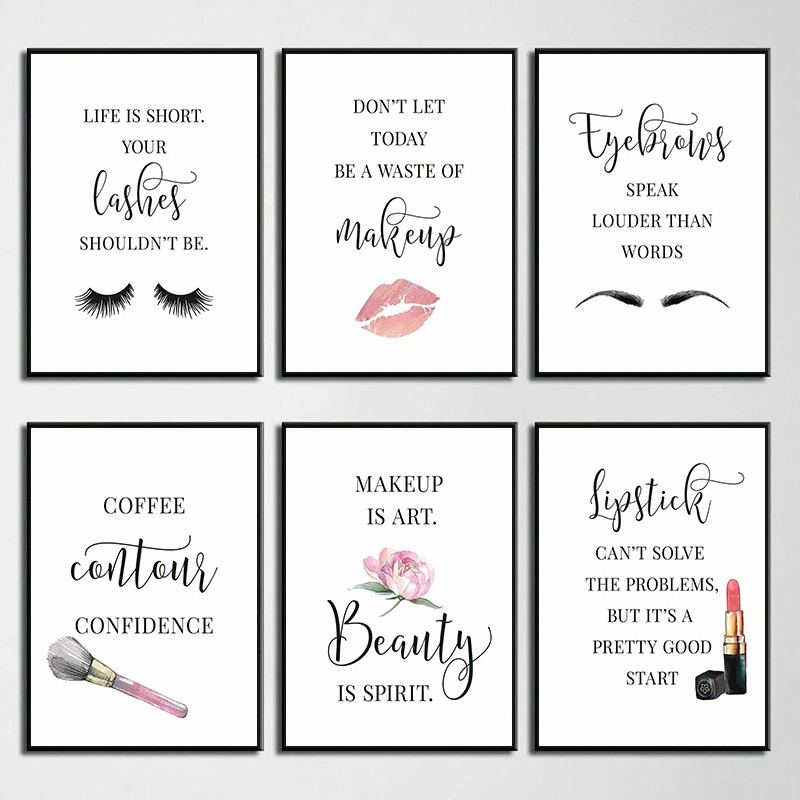 Resin Art Quotes - Makeup Quotes Poster Eyelash Eyebrows Lipstick