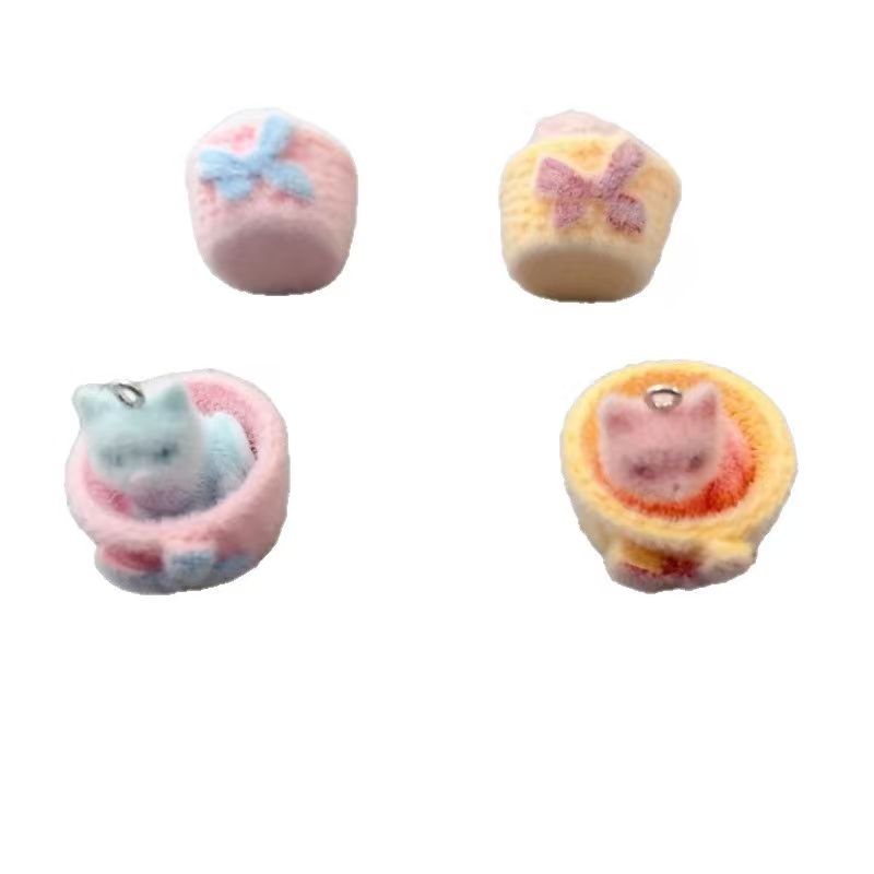 4pcs 3D plush resin cat pendan - Resin Art Earrings ulasan dan harga
