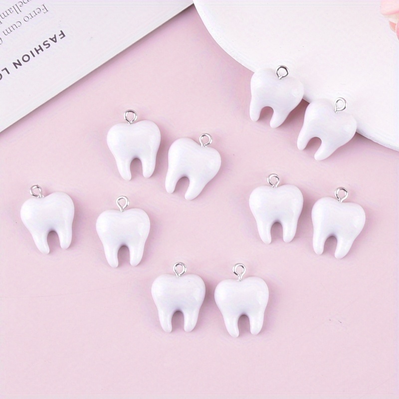 10Pcs Fun Tooth Resin Charms C - Resin Art Earrings ulasan dan harga