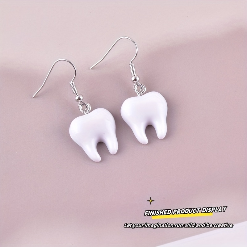 10Pcs Fun Tooth Resin Charms C - Resin Art Earrings ulasan dan harga