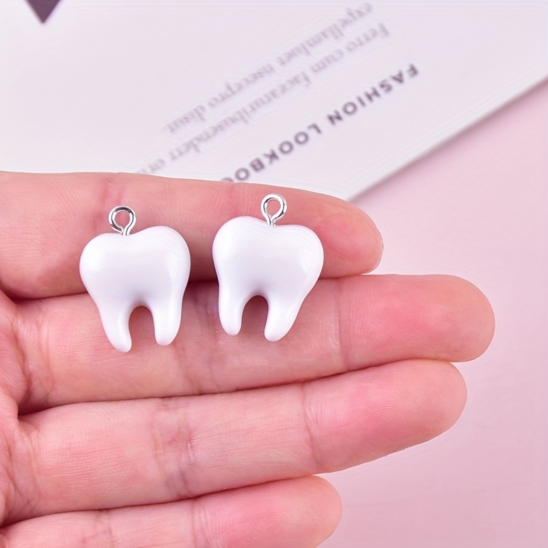 10Pcs Fun Tooth Resin Charms C - Resin Art Earrings ulasan dan harga