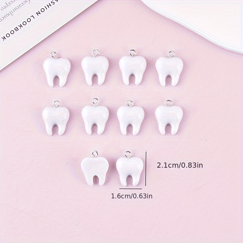 10Pcs Fun Tooth Resin Charms C - Resin Art Earrings ulasan dan harga