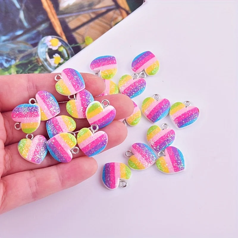 10Pcs Colorful Heart Resin Cha - Resin Art Earrings ulasan dan harga