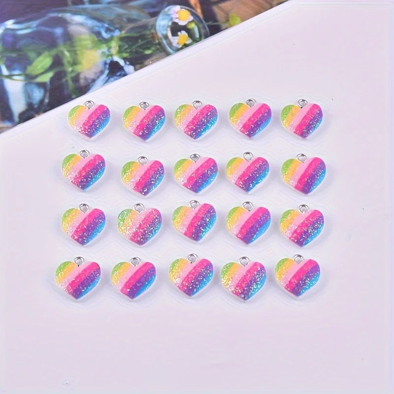 10Pcs Colorful Heart Resin Cha - Resin Art Earrings ulasan dan harga