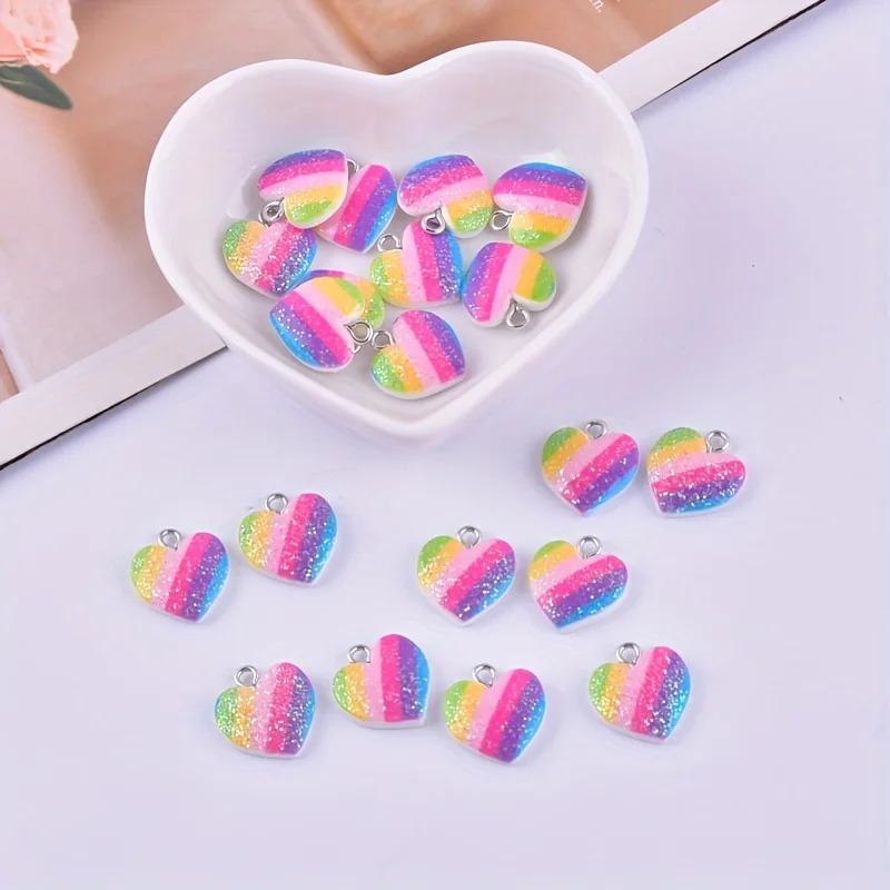 10Pcs Colorful Heart Resin Cha - Resin Art Earrings ulasan dan harga