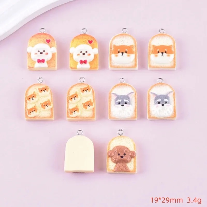 10Pcs Cute Toast Dog Resin Pen - Resin Art Earrings ulasan dan harga