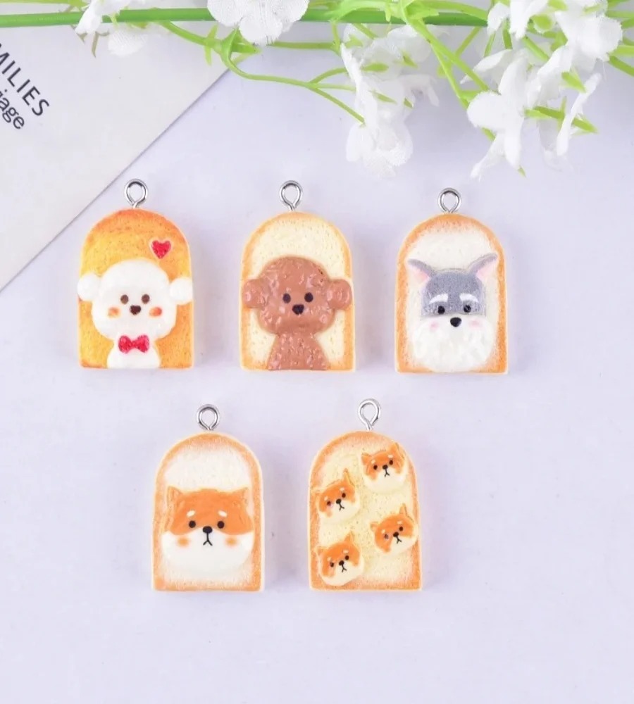 10Pcs Cute Toast Dog Resin Pen - Resin Art Earrings ulasan dan harga