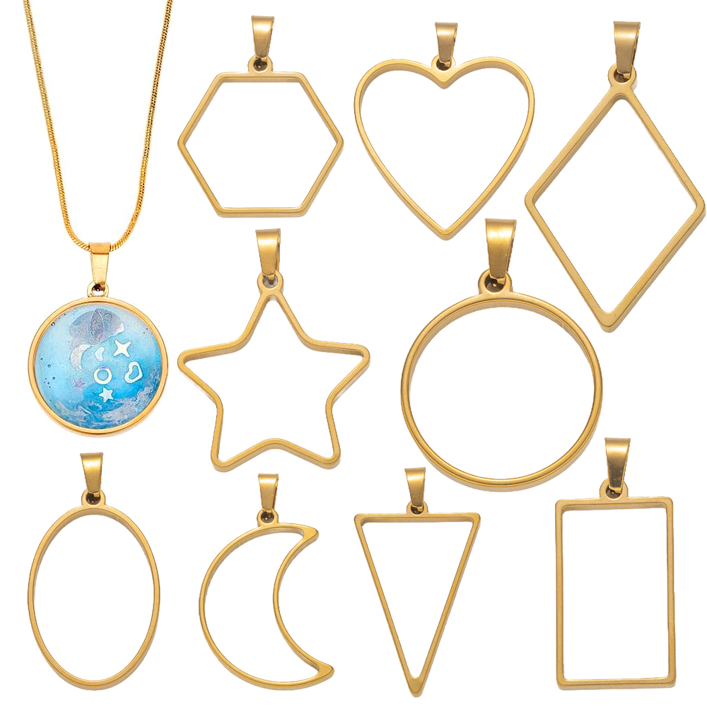 5pcs Stainless Steel Open Back - Resin Art Earrings ulasan dan harga