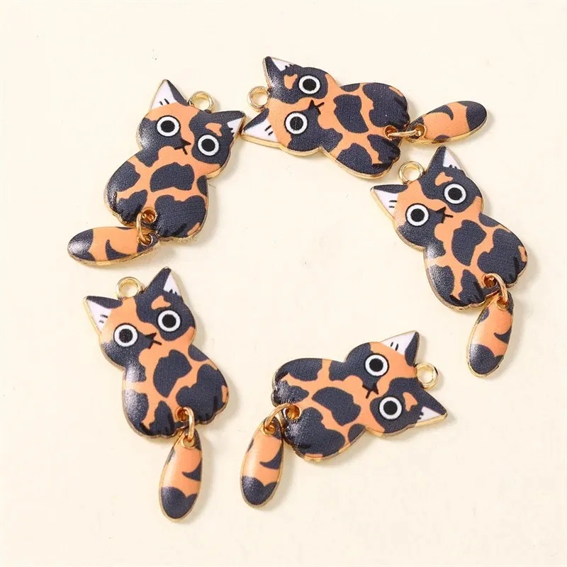 10Pcs 16×39mm Cute Cartoon Cat - Resin Art Earrings ulasan dan harga