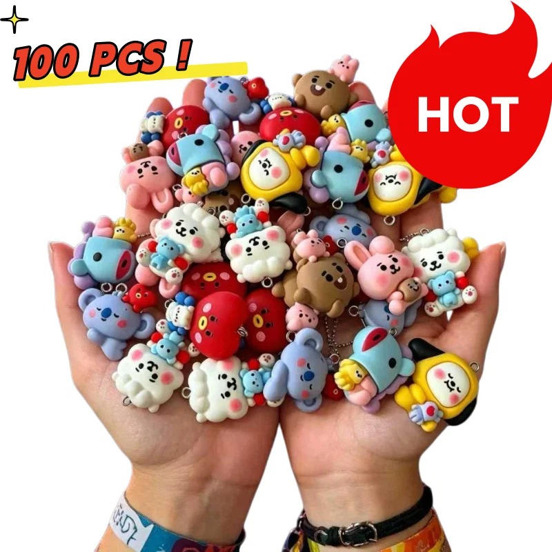 7pcs BT21 Resin Cartoon Charm  - Resin Art Earrings ulasan dan harga