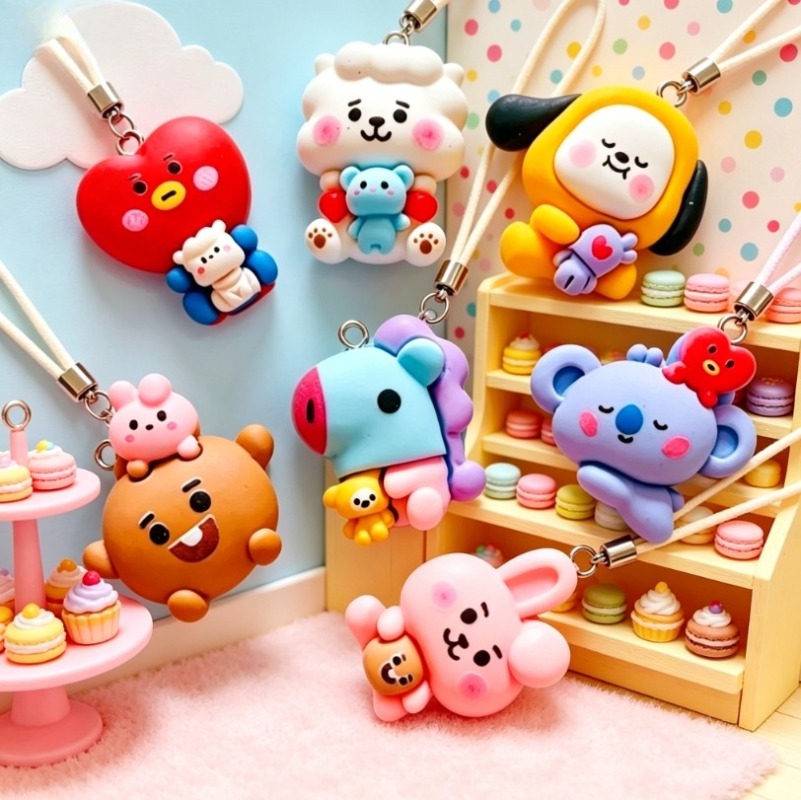 7pcs BT21 Resin Cartoon Charm  - Resin Art Earrings ulasan dan harga