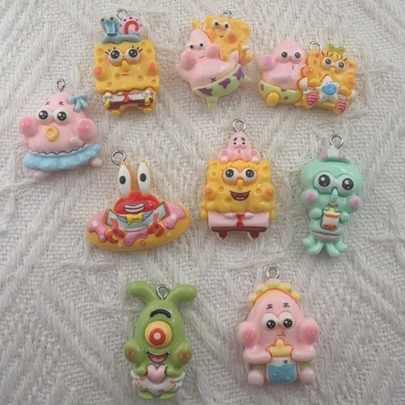 10pcs cartoon resin pendant, D - Resin Art Earrings ulasan dan harga